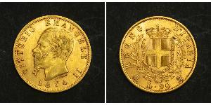 20 Lira Kingdom of Italy (1861-1946) Or Victor Emmanuel II of Italy (1820 - 1878)