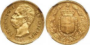 20 Lira Kingdom of Italy (1861-1946) Or Umberto I (1844-1900)