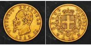 20 Lira Kingdom of Italy (1861-1946) Or Victor Emmanuel II of Italy (1820 - 1878)