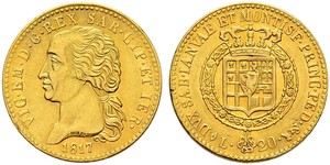 20 Lira Royaume de Sardaigne (1324 - 1861) Or Victor-Emmanuel Ier de Sardaigne
