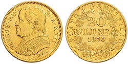 20 Lira États pontificaux (752-1870) Or Pie IX (1792- 1878)
