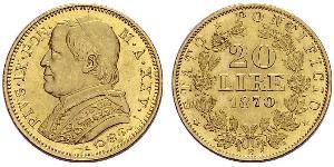 20 Lira États pontificaux (752-1870) Or Pie IX (1792- 1878)