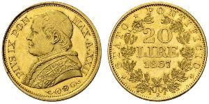 20 Lira États pontificaux (752-1870) Or Pie IX (1792- 1878)