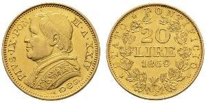20 Lira États pontificaux (752-1870) Or Pie IX (1792- 1878)