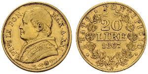 20 Lira États pontificaux (752-1870) Or Pie IX (1792- 1878)