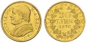 20 Lira États pontificaux (752-1870) Or Pie IX (1792- 1878)