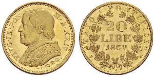 20 Lira États pontificaux (752-1870) Or Pie IX (1792- 1878)