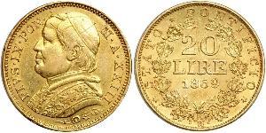 20 Lira États pontificaux (752-1870) Or Pie IX (1792- 1878)