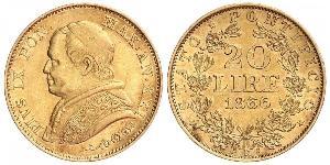 20 Lira Estados Pontificios (752-1870) Oro Pío IX (1792- 1878)