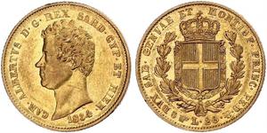 20 Lira Regno di Sardegna (1324 - 1861) / Italia Oro Carlo Alberto di Savoia (1798 - 1849)
