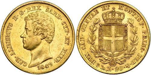20 Lira Regno di Sardegna (1324 - 1861) / Italia Oro Carlo Alberto di Savoia (1798 - 1849)