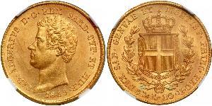 20 Lira Italia / Reino de Cerdeña (1324 - 1861) Oro Carlos Alberto de Cerdeña (1798 - 1849)