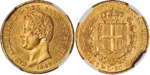 20 Lira Italia / Reino de Cerdeña (1324 - 1861) Oro Carlos Alberto de Cerdeña (1798 - 1849)