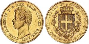 20 Lira Italia / Reino de Cerdeña (1324 - 1861) Oro Carlos Alberto de Cerdeña (1798 - 1849)