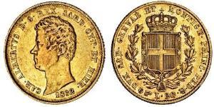 20 Lira Italia / Reino de Cerdeña (1324 - 1861) Oro Carlos Alberto de Cerdeña (1798 - 1849)