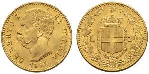 20 Lira Kingdom of Italy (1861-1946) Oro Umberto I (1844-1900)