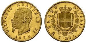 20 Lira Kingdom of Italy (1861-1946) Oro Victor Emmanuel II of Italy (1820 - 1878)