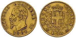 20 Lira Kingdom of Italy (1861-1946) Oro Victor Emmanuel II of Italy (1820 - 1878)