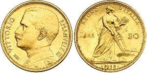 20 Lira Kingdom of Italy (1861-1946) Oro Vittorio Emanuele III (1869 - 1947)