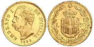 20 Lira Kingdom of Italy (1861-1946) Oro Umberto I (1844-1900)