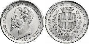 20 Lira Kingdom of Italy (1861-1946) Oro Victor Emmanuel II of Italy (1820 - 1878)