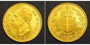 20 Lira Kingdom of Italy (1861-1946) Oro Umberto I (1844-1900)