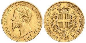 20 Lira Kingdom of Italy (1861-1946) Oro Victor Emmanuel II of Italy (1820 - 1878)