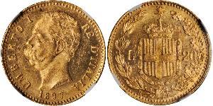 20 Lira Kingdom of Italy (1861-1946) Oro Umberto I (1844-1900)