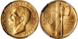 20 Lira Kingdom of Italy (1861-1946) Oro Vittorio Emanuele III (1869 - 1947)