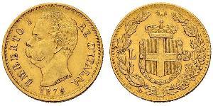 20 Lira Kingdom of Italy (1861-1946) Oro Umberto I (1844-1900)