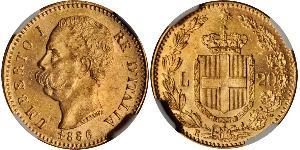 20 Lira Kingdom of Italy (1861-1946) Oro Umberto I (1844-1900)
