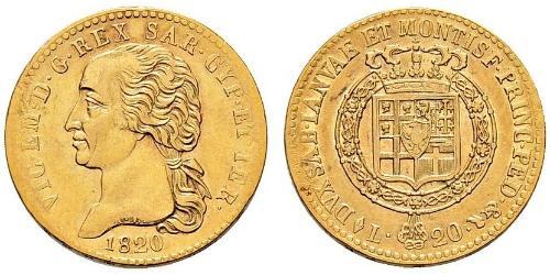 20 Lira Regno di Sardegna (1324 - 1861) Oro Vittorio Emanuele I di Savoia