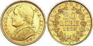 20 Lira Stato Pontificio (752-1870) Oro Papa Pio IX (1792- 1878)
