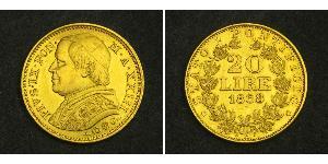20 Lira Stato Pontificio (752-1870) Oro Papa Pio IX (1792- 1878)