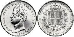 20 Lira Royaume de Sardaigne (1324 - 1861) Platine Charles-Albert de Sardaigne (1798 - 1849)