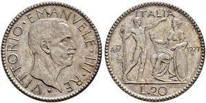 20 Lira Kingdom of Italy (1861-1946) Silber Viktor Emanuel III. (Italien) (1869 - 1947)