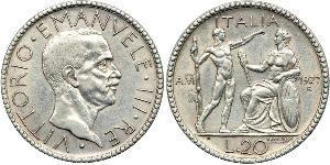 20 Lira Kingdom of Italy (1861-1946) Silver Victor Emmanuel III of Italy (1869 - 1947)