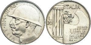 20 Lira Kingdom of Italy (1861-1946)  Vittorio Emanuele III (1869 - 1947)