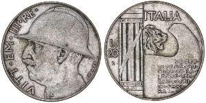 20 Lira Kingdom of Italy (1861-1946)  Vittorio Emanuele III (1869 - 1947)