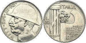 20 Lira Kingdom of Italy (1861-1946)  Vittorio Emanuele III (1869 - 1947)