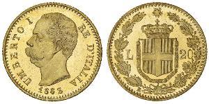 20 Lira 意大利王國 (1861-1946) 金 Umberto I (1844-1900)