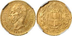 20 Lira 意大利王國 (1861-1946) 金 Umberto I (1844-1900)