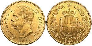 20 Lira 意大利王國 (1861-1946) 金 Umberto I (1844-1900)
