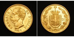 20 Lira 意大利王國 (1861-1946) 金 Umberto I (1844-1900)