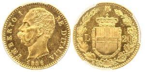 20 Lira 意大利王國 (1861-1946) 金 Umberto I (1844-1900)