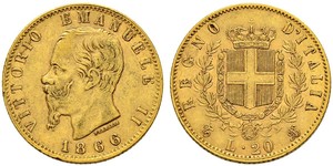 20 Lira 意大利王國 (1861-1946) 金 维托里奥·埃马努埃莱二世