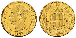 20 Lira 意大利王國 (1861-1946) 金 Umberto I (1844-1900)