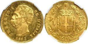 20 Lira 意大利王國 (1861-1946) 金 Umberto I (1844-1900)