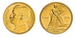 20 Lira 意大利王國 (1861-1946) 金 Vittorio Emanuele III (1869 - 1947)