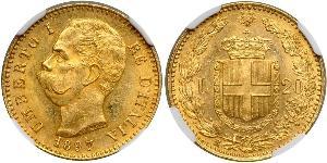 20 Lira 意大利王國 (1861-1946) 金 Umberto I (1844-1900)